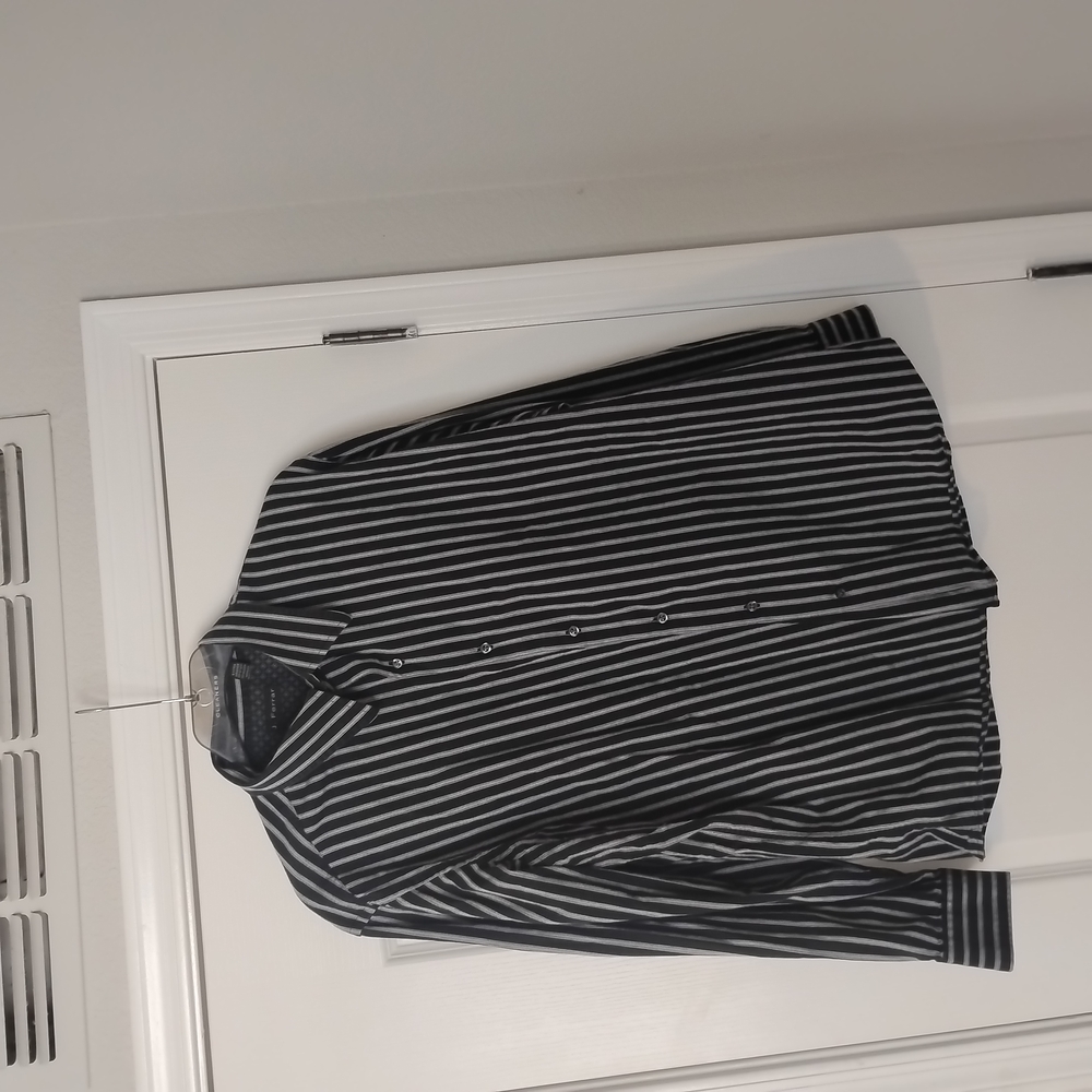 Men's Black and White Striped Shirt